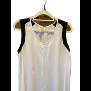 Pure DNKY Womens Loungewear Dress Size Large Color Block Hi Low Hem Semi Sheer